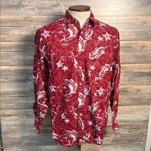 Tommy Hilfiger Men's Long Sleeve Nautical Button Down in Red NWT V19